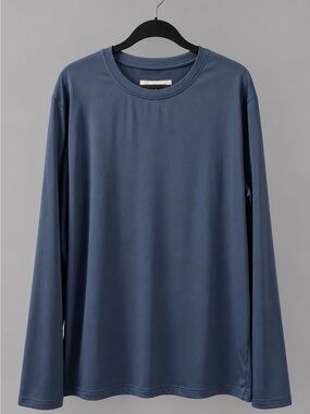 Men's Navy Blue Long Sleeve Swim Shirt Rash Guard Stretch Swimwear Size L